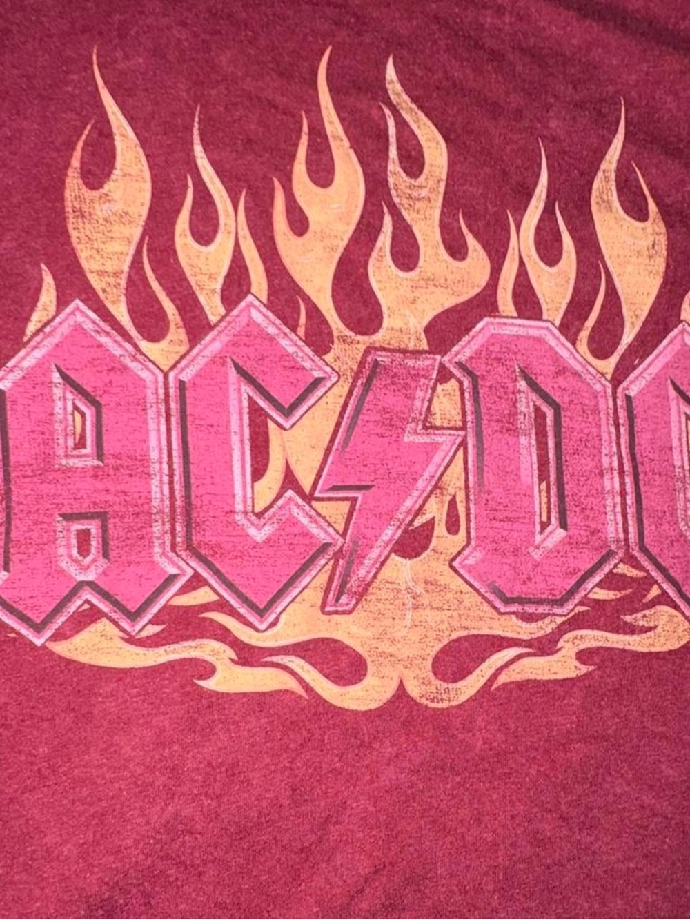 Women’s Distressed AC/DC pink flame Size L #rock #bandtee - Picture 3 of 4